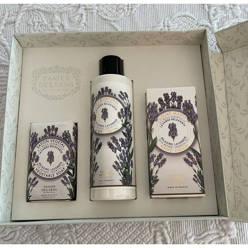 France Panier Des Sens Lavender Set of 3 - Body Lotion Vegetable Soap Hand Cream
